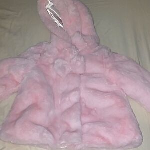 Little Me pink faux fur coat